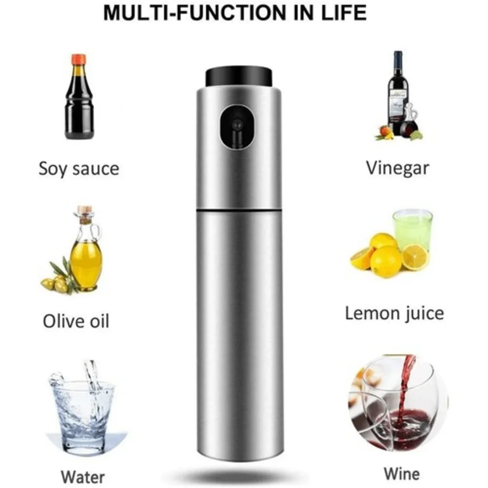 2 Pack Stainless Steel Oil Sprayer Mister for Cooking BBQ Salad Silver‎ 18cm